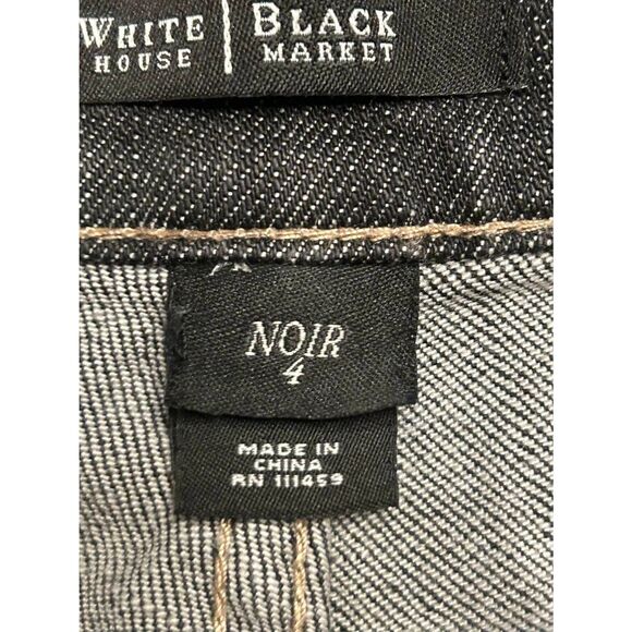 WHITE HOUSE BLACK MARKET Womens Noir Black Distressed Jeans Size 4 (5029) - Picture 7 of 8